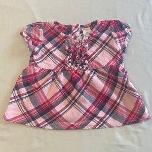 Gymboree Pink and Blue Plaid Kids Blouse